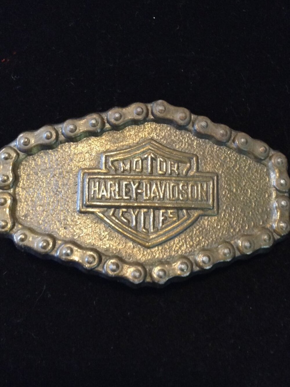 VTG 70's Harley Davidson Belt Buckle #4077 Bronze/Brass Iconic Motorcycle Dudes